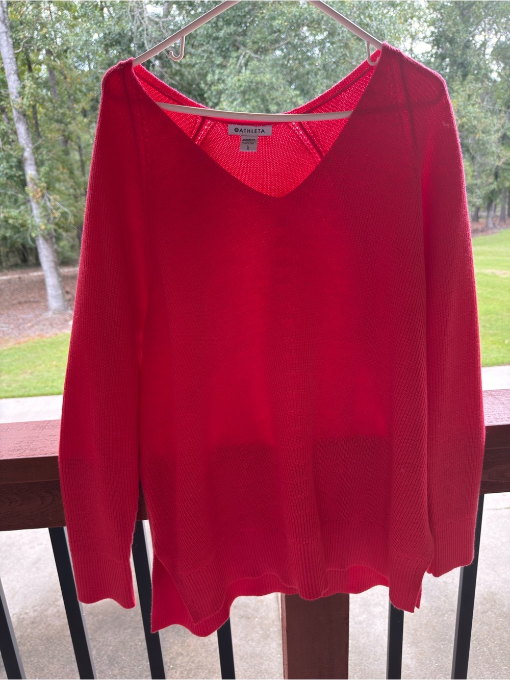 Athleta Bright pink V-Neck Lightweight Sweater